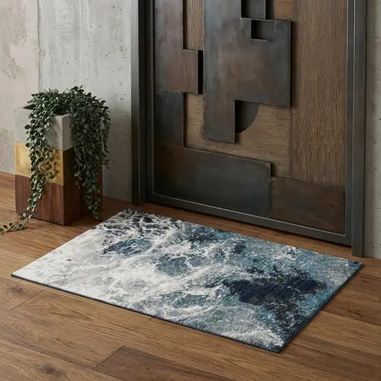 Gray Abstract Power Loom Area Rug Photo 1