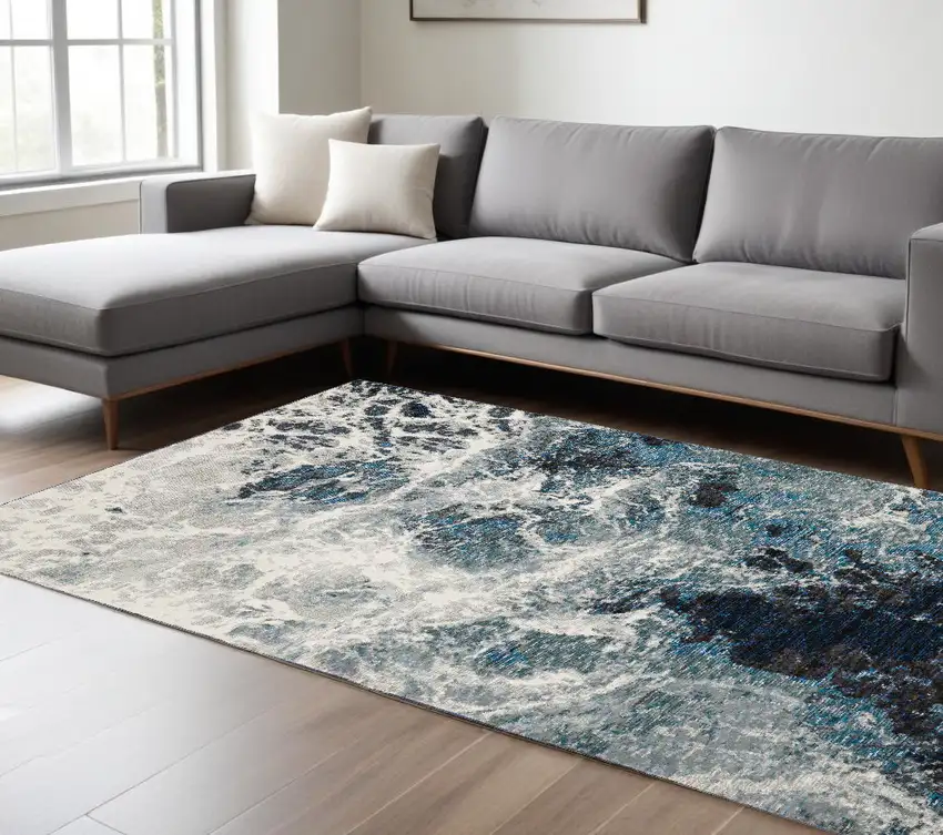 Gray Abstract Power Loom Area Rug Photo 1