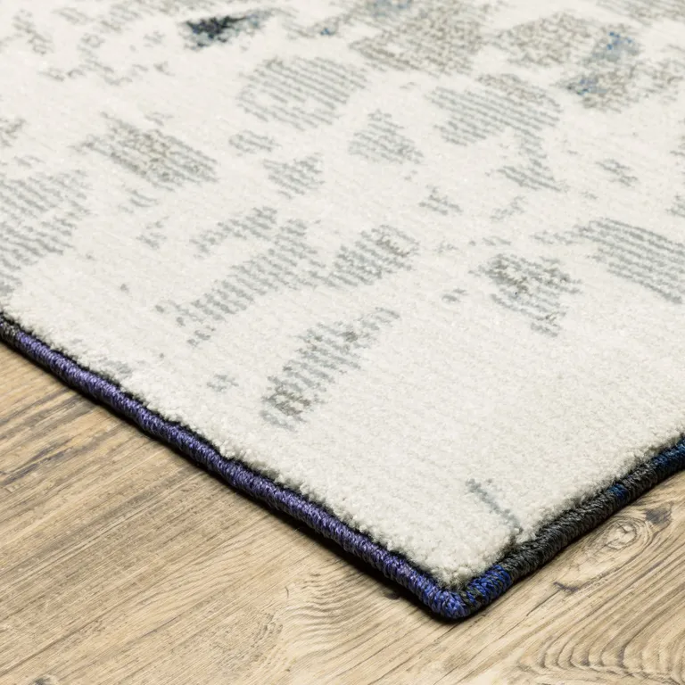 Grey Teal And Green Abstract Power Loom Stain Resistant Area Rug Photo 5