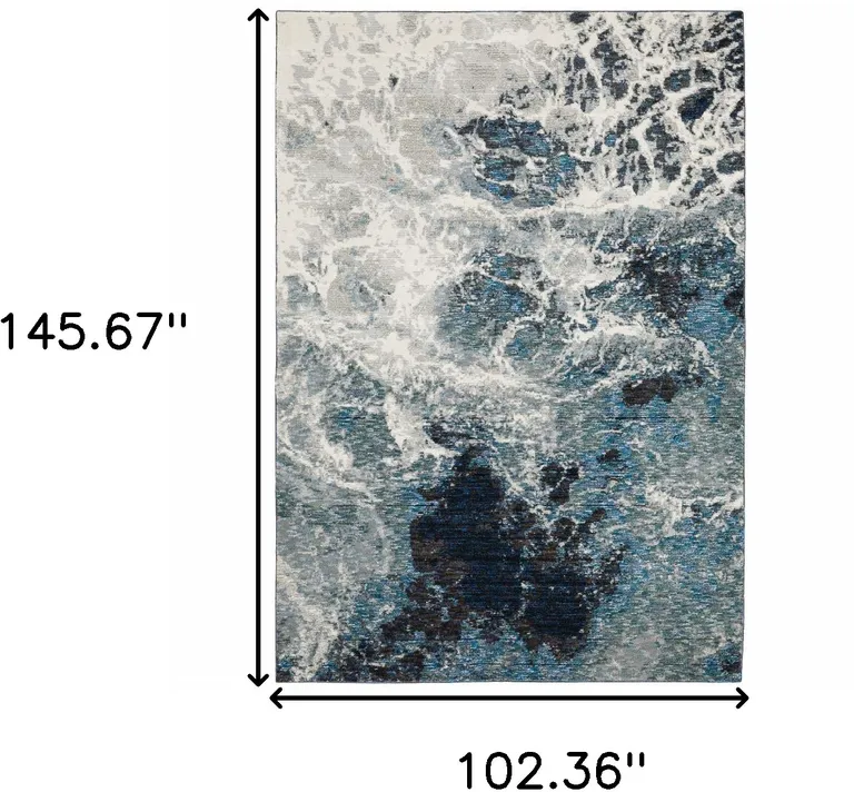 Grey Teal And Green Abstract Power Loom Stain Resistant Area Rug Photo 3