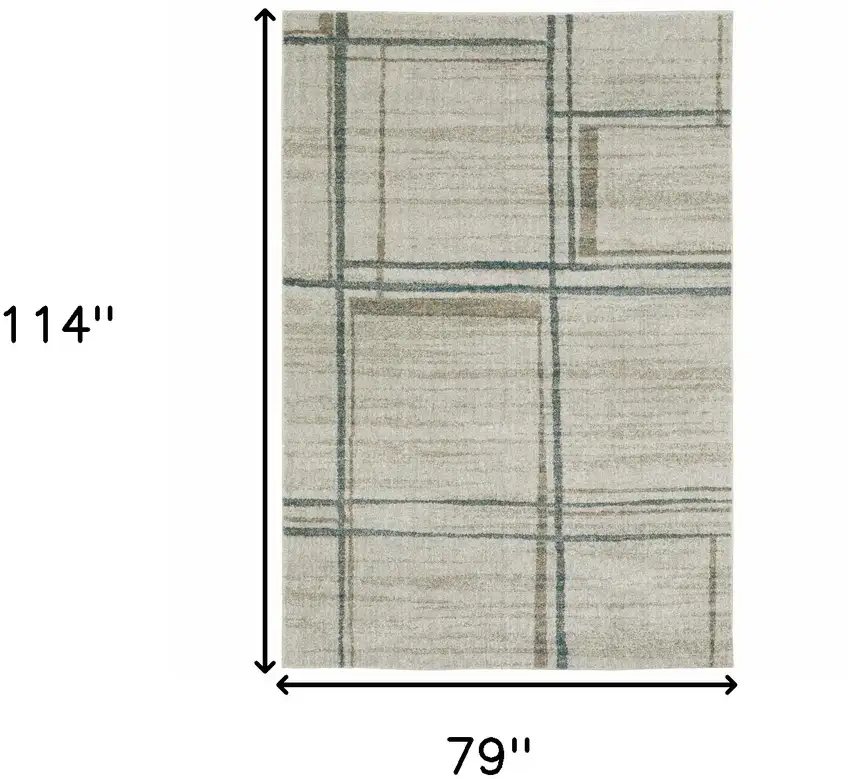 Grey Teal Beige And Tan Geometric Power Loom Area Rug Photo 8