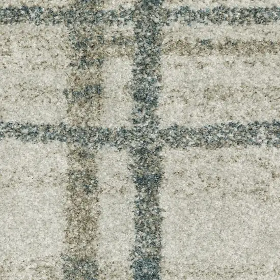 Grey Teal Beige and Tan Geometric Power Loom Area Rug Photo 9