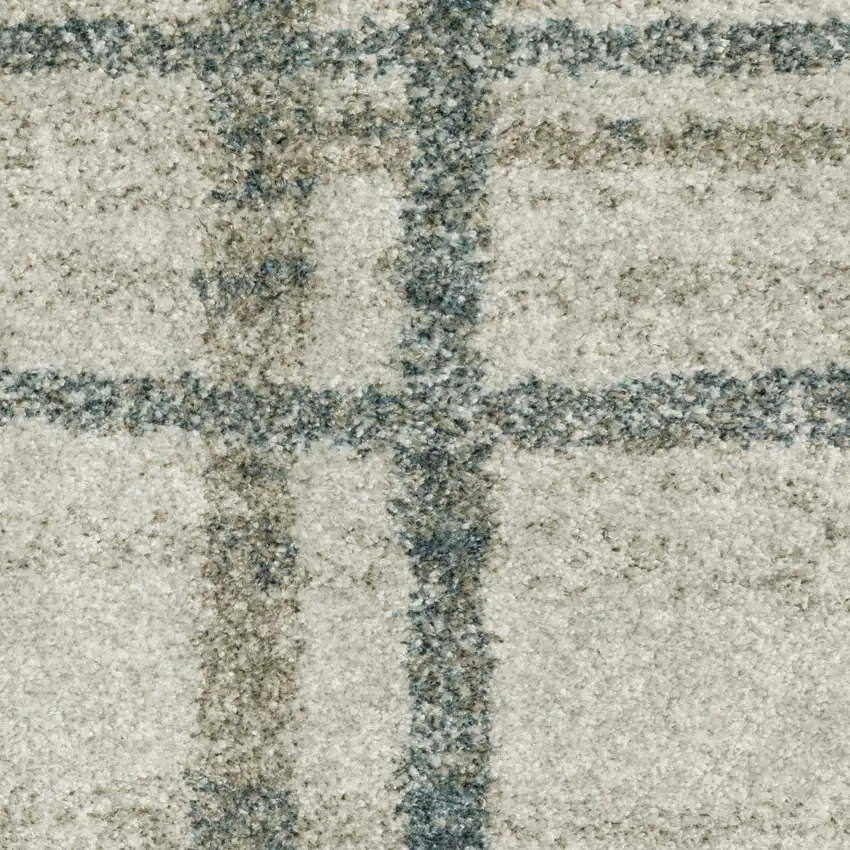 Grey Teal Beige and Tan Geometric Power Loom Area Rug Photo 9