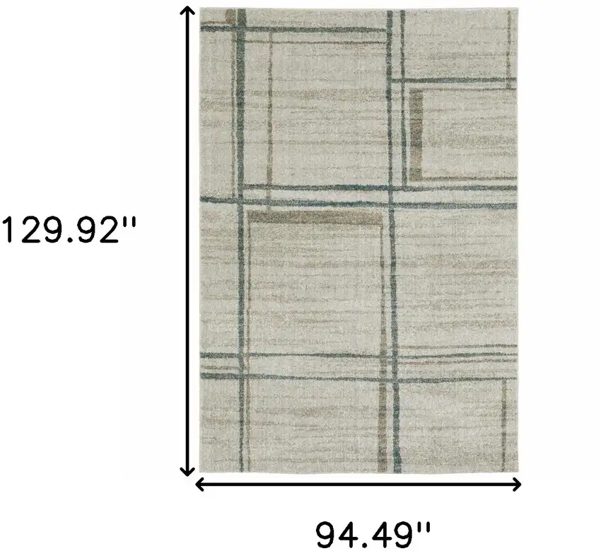Grey Teal Beige And Tan Geometric Power Loom Area Rug Photo 8