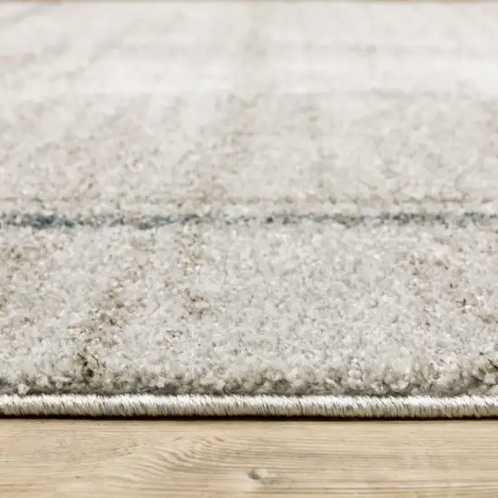 Grey Teal Beige and Tan Geometric Power Loom Area Rug Photo 9