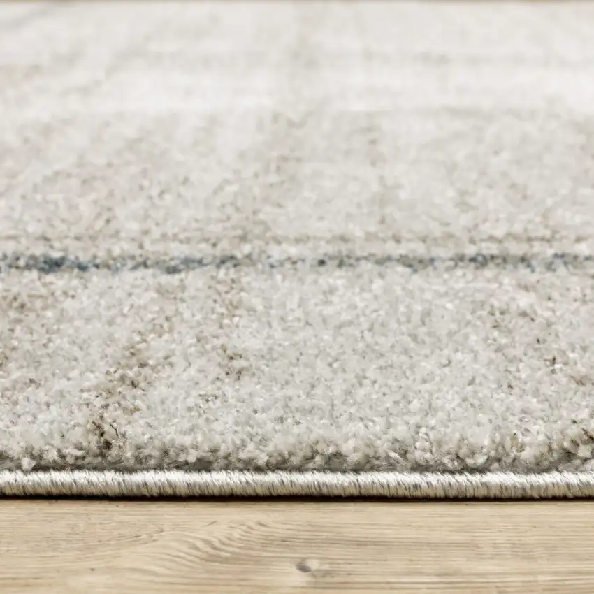 Grey Teal Beige and Tan Geometric Power Loom Area Rug Photo 9