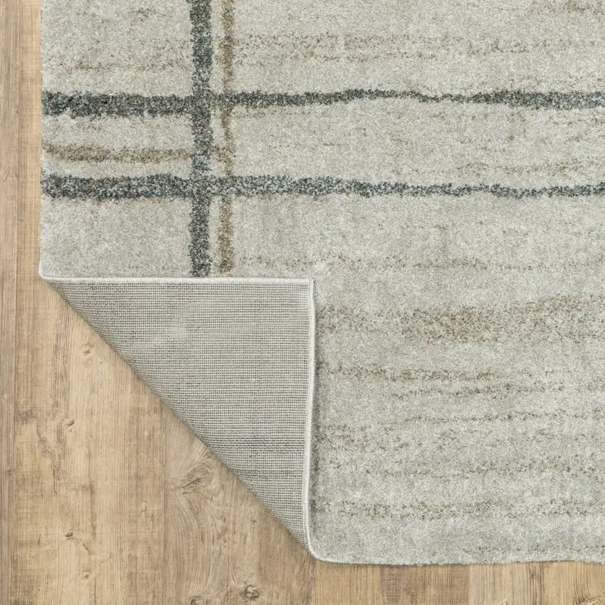 Grey Teal Beige and Tan Geometric Power Loom Area Rug Photo 5