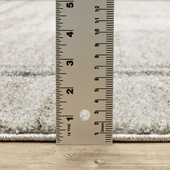 Grey Teal Beige and Tan Geometric Power Loom Area Rug Photo 8