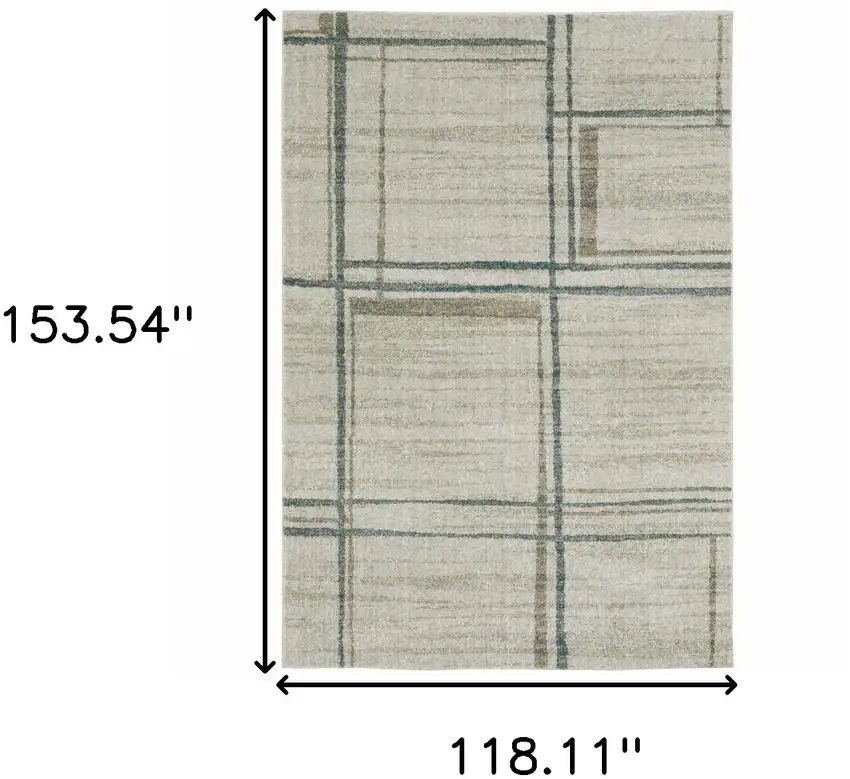 Grey Teal Beige And Tan Geometric Power Loom Stain Resistant Area Rug Photo 9