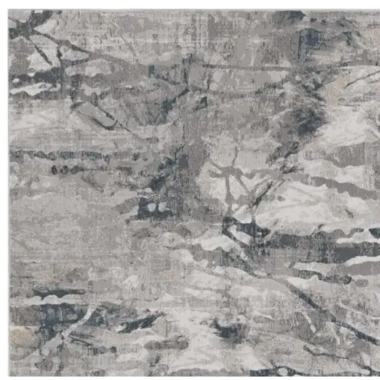 7' X 10' Grey Teal Machine Woven Abstract Splatter Indoor Area Rug Photo 6
