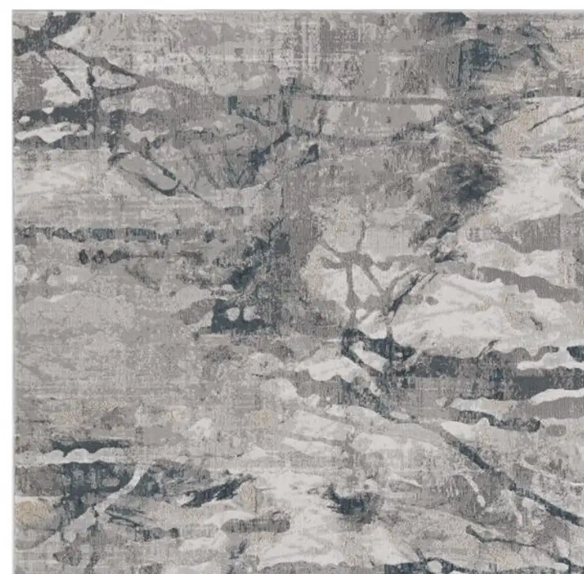 7' X 10' Grey Teal Machine Woven Abstract Splatter Indoor Area Rug Photo 6