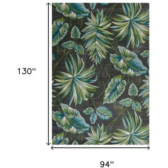 Gray Teal And Green Botanical Leaves Area Rug Photo 5