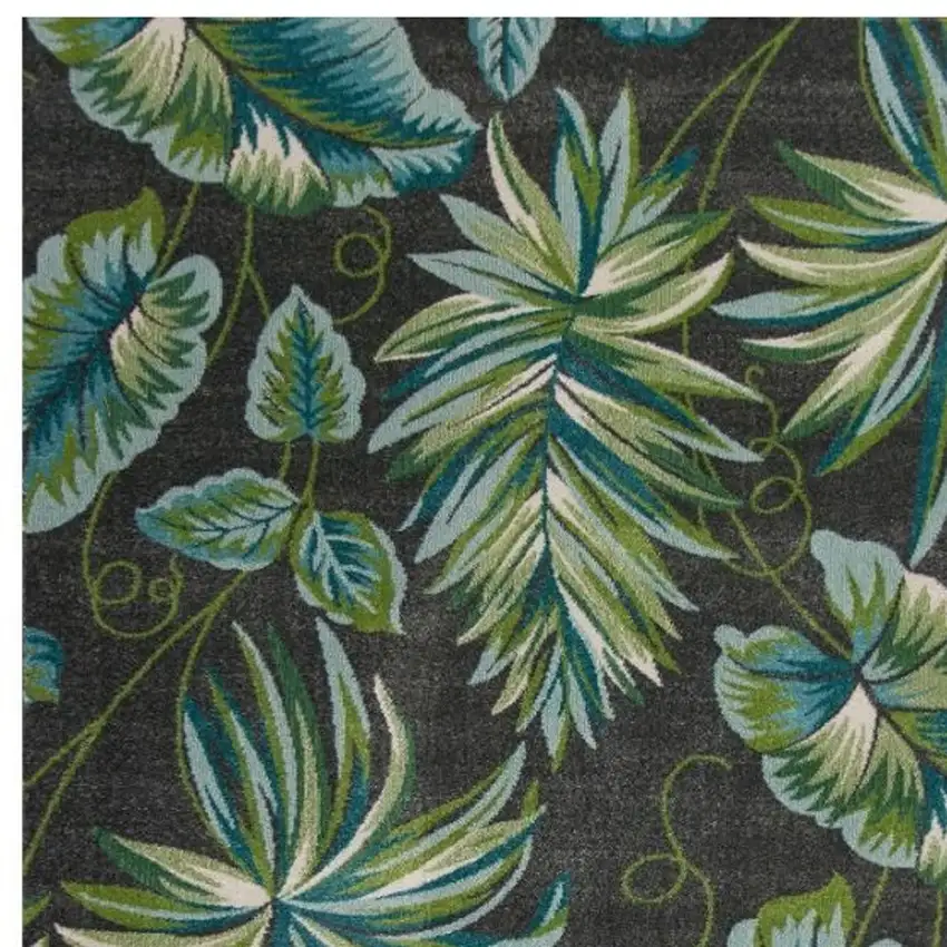 Gray Teal And Green Botanical Leaves Area Rug Photo 8