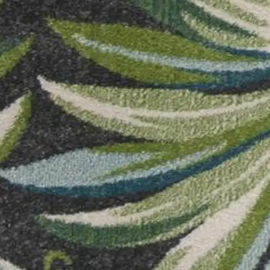Gray Teal And Green Botanical Leaves Area Rug Photo 4