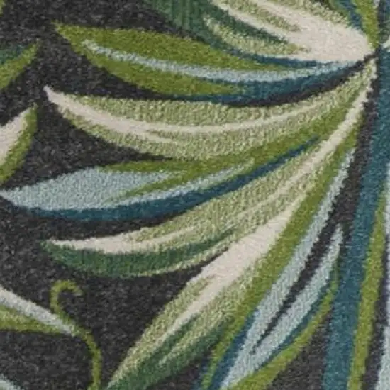 Gray Teal And Green Botanical Leaves Area Rug Photo 5