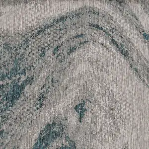 Photo of Grey Teal Machine Woven UV Treated Marble Indoor Outdoor Round Area Rug