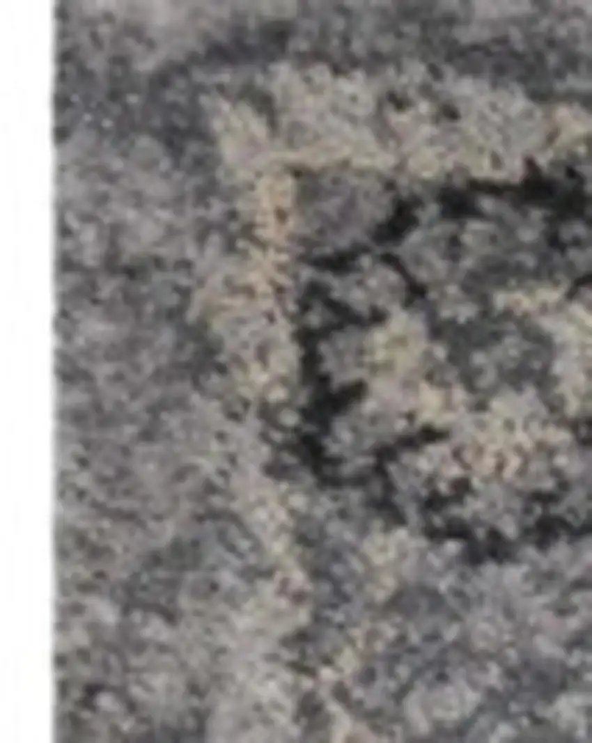 Gray And Light Gray Floral Medallion Area Rug Photo 9