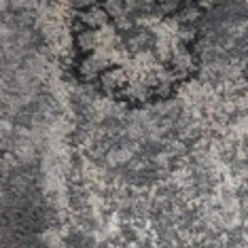 Gray And Light Gray Floral Medallion Area Rug Photo 8