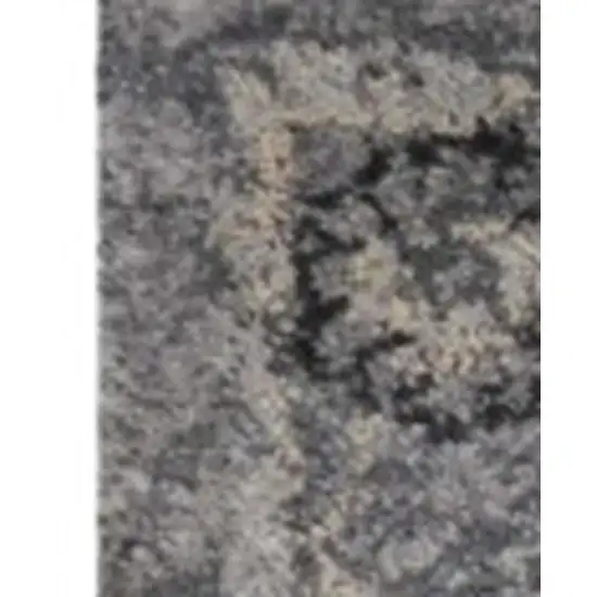 Gray And Light Gray Floral Medallion Area Rug Photo 9