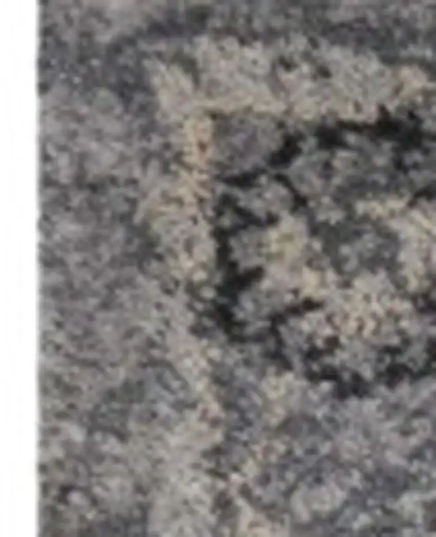 Gray And Light Gray Floral Medallion Area Rug Photo 9