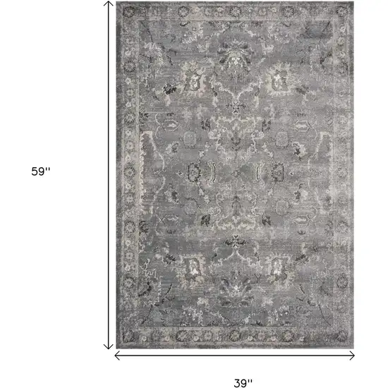 Gray And Light Gray Floral Medallion Area Rug Photo 3
