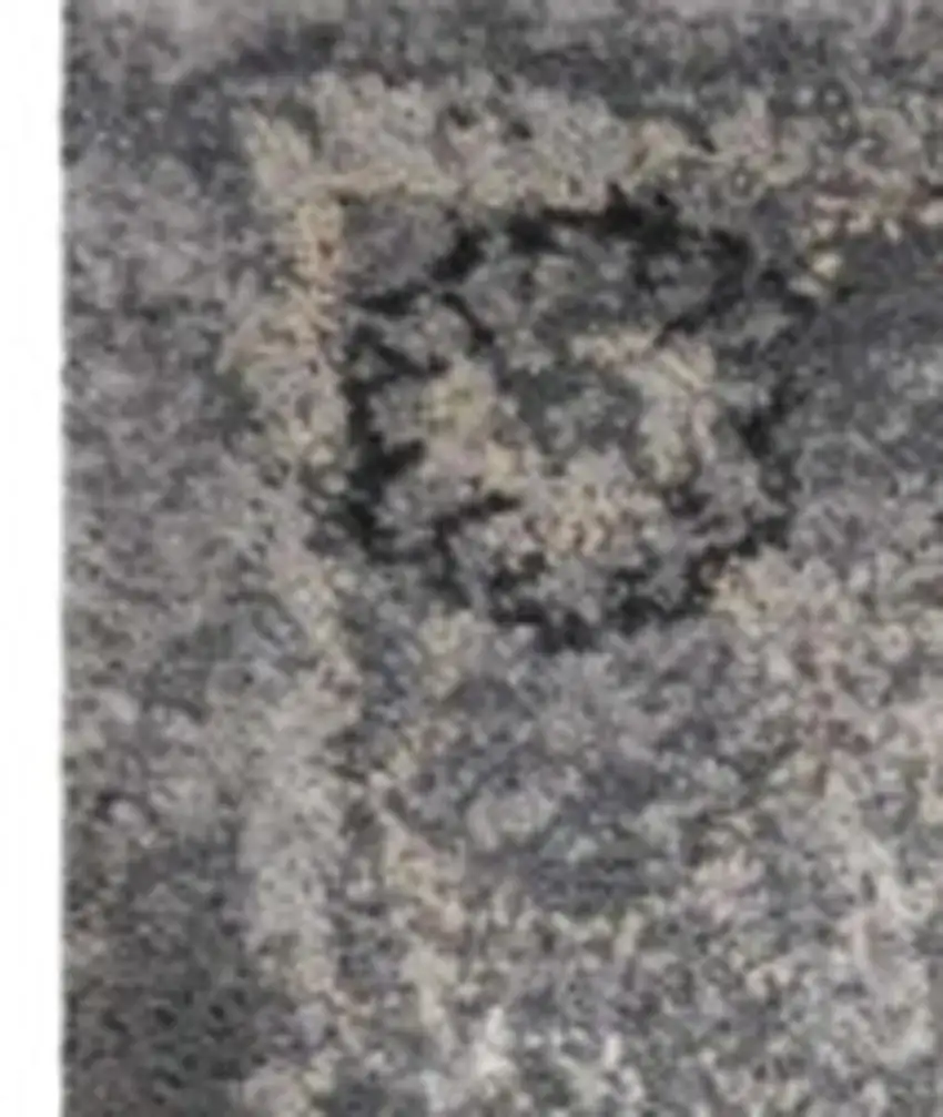 Gray And Light Gray Floral Medallion Area Rug Photo 4