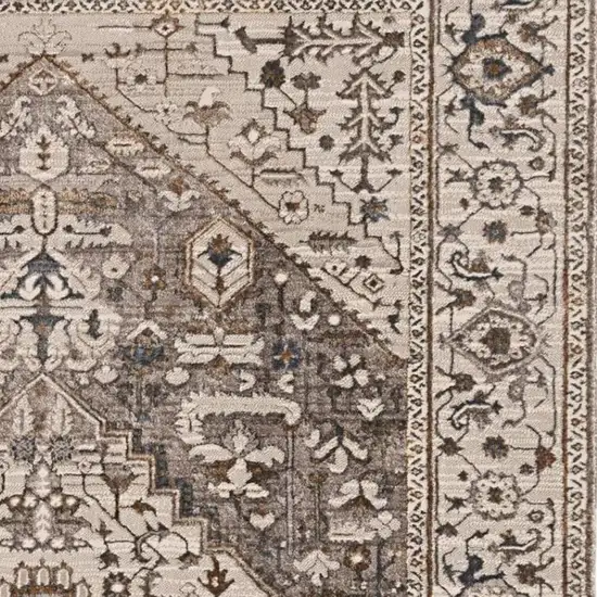 Gray Brown And Teal Floral Medallion Area Rug Photo 6