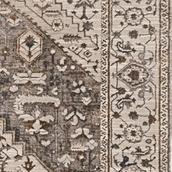 Gray Brown And Teal Floral Medallion Area Rug Photo 5