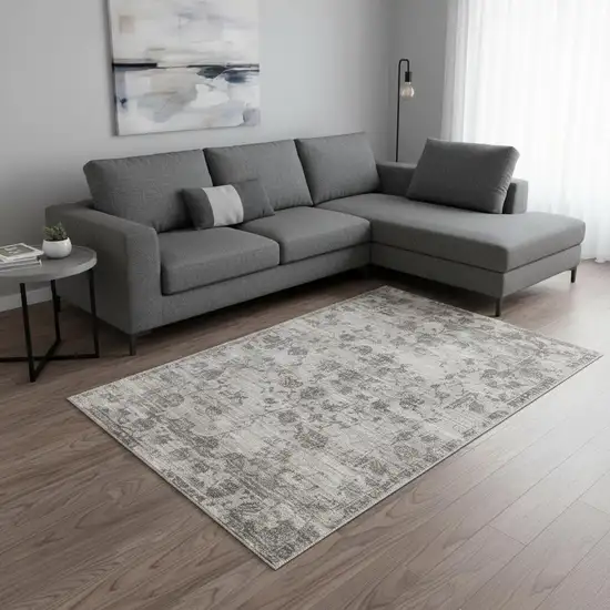 Gray Floral Medallion Hand Loomed Area Rug Photo 3