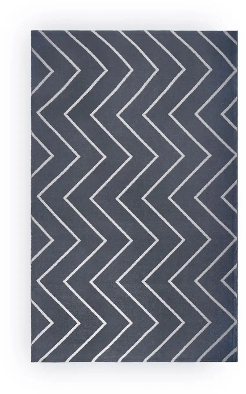 Grey Waves Stain Resistant Indoor Outdoor Area Rug Photo 1