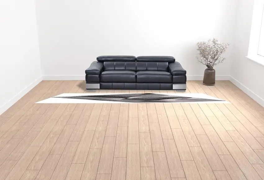 Grey White And Red Geometric Power Loom Stain Resistant Area Rug Photo 2