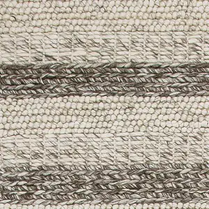 Photo of Grey White Hand Woven Knobby Stripes Indoor Area Rug
