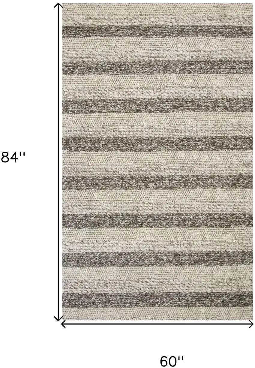Grey White Hand Woven Knobby Stripes Indoor Area Rug Photo 6