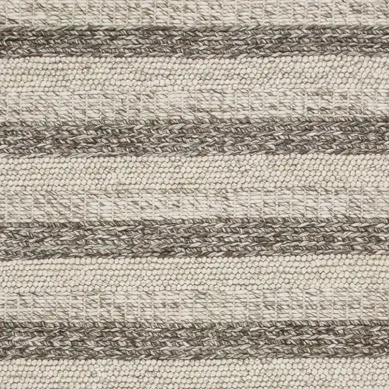 Grey White Hand Woven Knobby Stripes Indoor Area Rug Photo 3