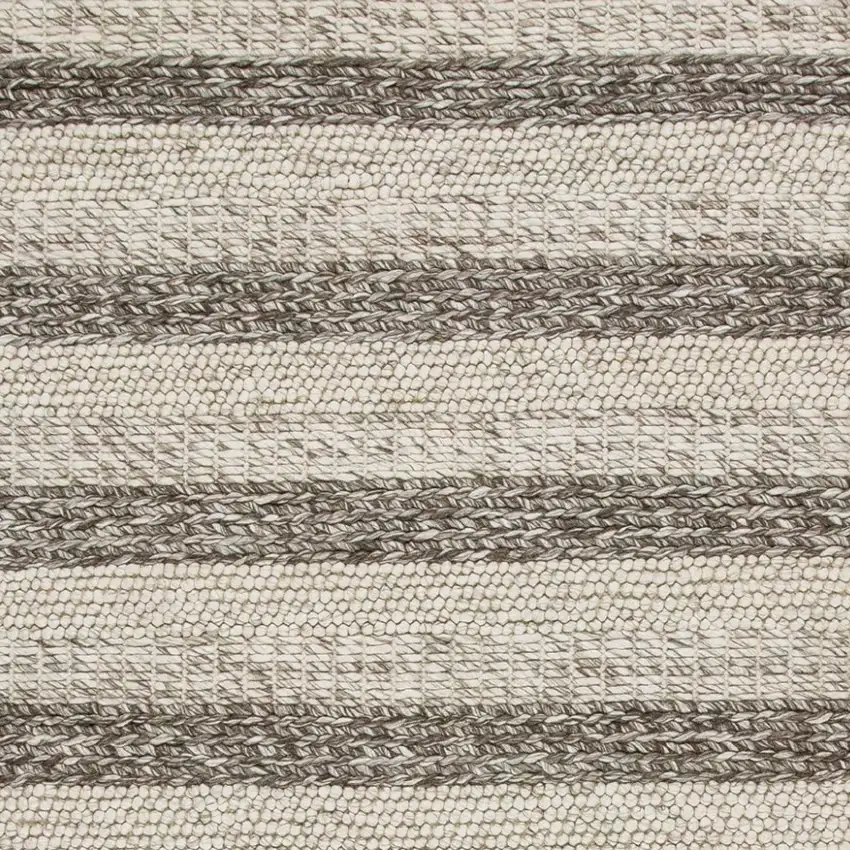 Grey White Hand Woven Knobby Stripes Indoor Area Rug Photo 3