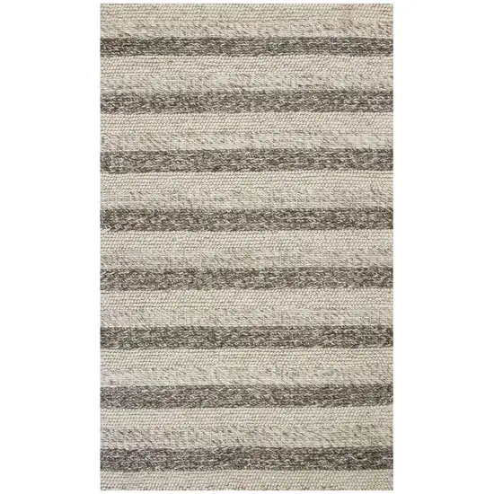 Grey White Hand Woven Knobby Stripes Indoor Area Rug Photo 1