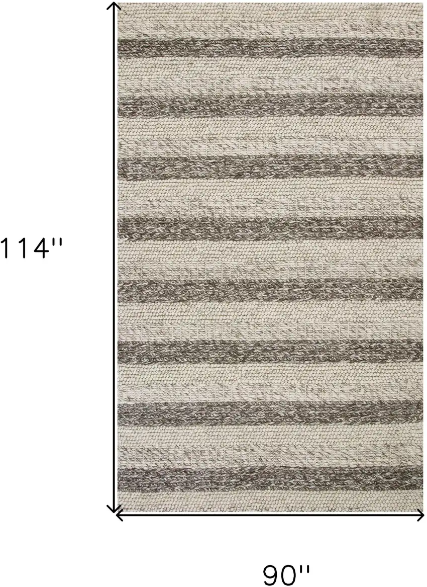 Grey White Hand Woven Knobby Stripes Indoor Area Rug Photo 5