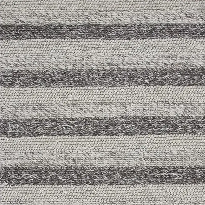 Grey White Hand Woven Knobby Stripes Indoor Area Rug Photo 4