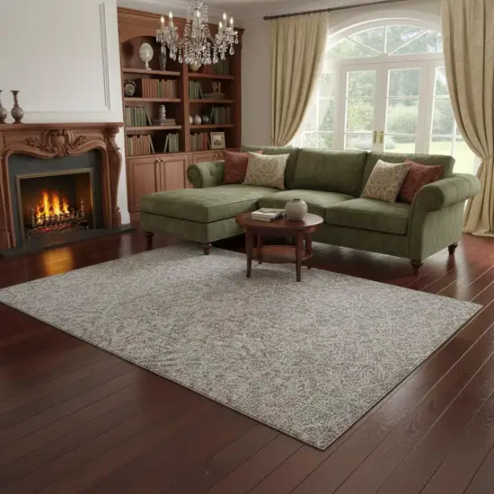 Gray And Light Gray Wool Floral Medallion Hand Tufted Area Rug Photo 1