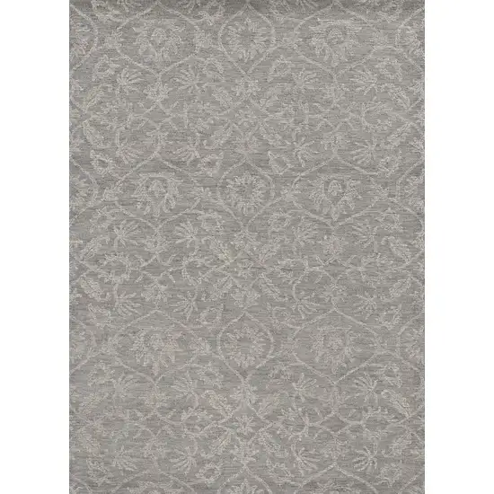 Gray And Light Gray Wool Floral Medallion Hand Tufted Area Rug Photo 2