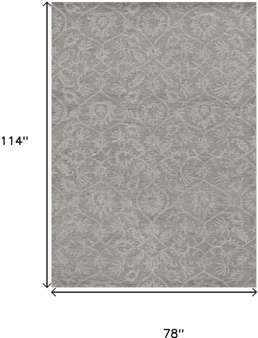 Gray And Light Gray Wool Floral Medallion Hand Tufted Area Rug Photo 4