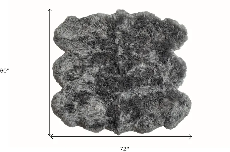 Grey Wool Sheepskin Handmade Area Rug Photo 4