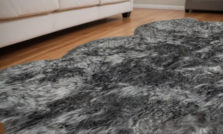 Grey Wool Sheepskin Handmade Area Rug Photo 1