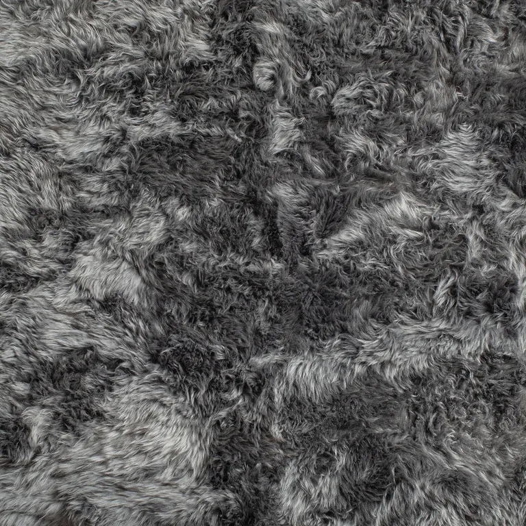 Grey Wool Sheepskin Handmade Area Rug Photo 5