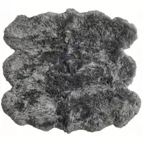 Photo of Grey Wool Sheepskin Handmade Area Rug