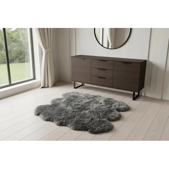 Grey Wool Sheepskin Handmade Area Rug Photo 1