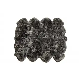 Photo of Grey Wool Sheepskin Handmade Area Rug