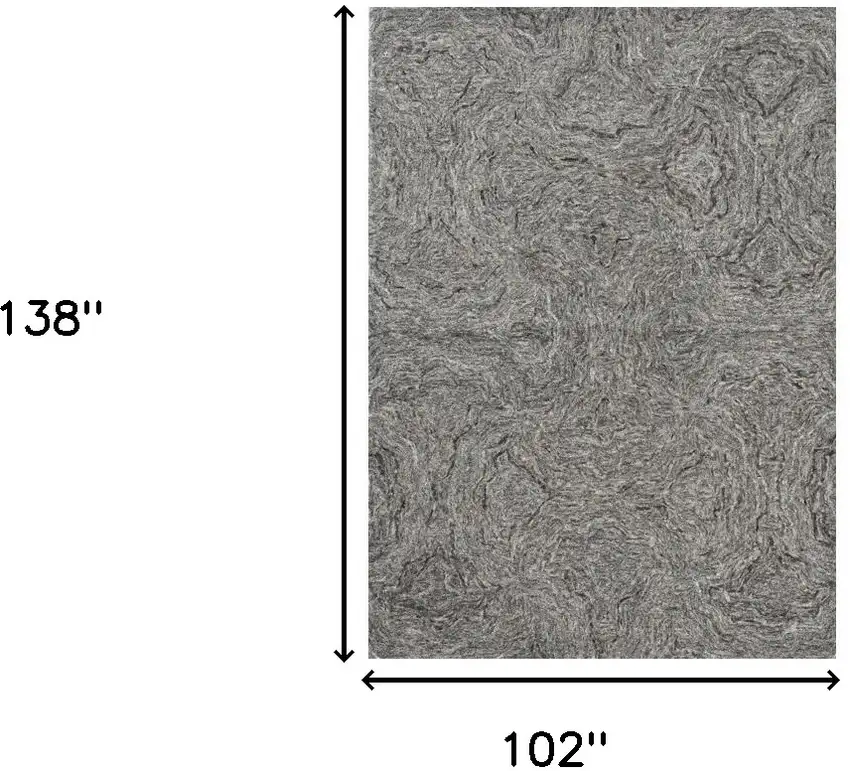 102 X 138 Grey Wool Or Viscose Rug Photo 3