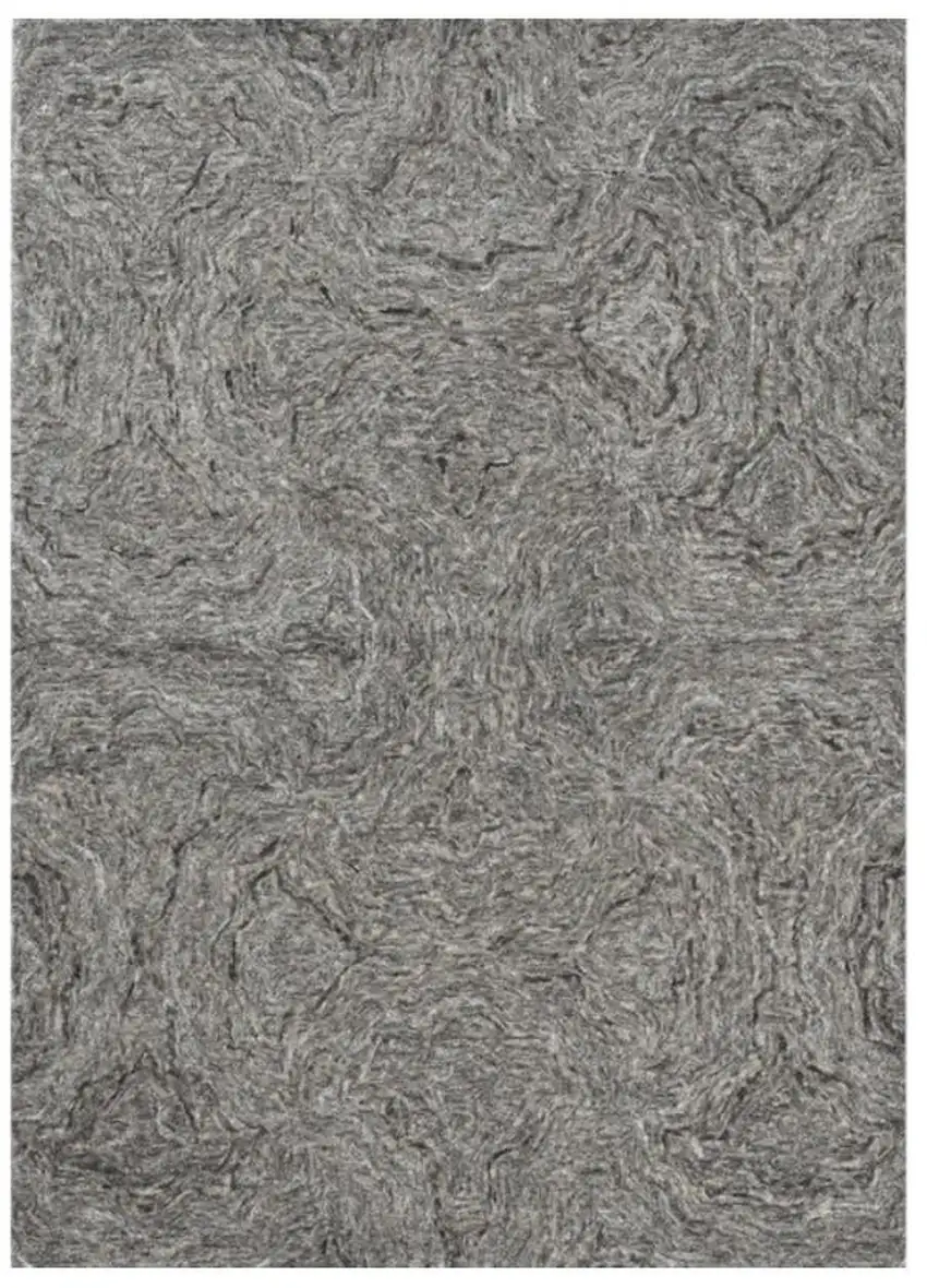 Gray And Dark Gray Wool Abstract Hand Tufted Area Rug Photo 4