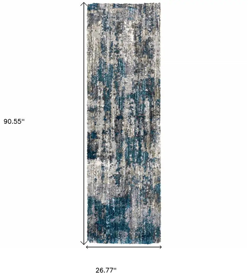 2' X 8' Grey And Blue Grey Skies Runner Rug Photo 4